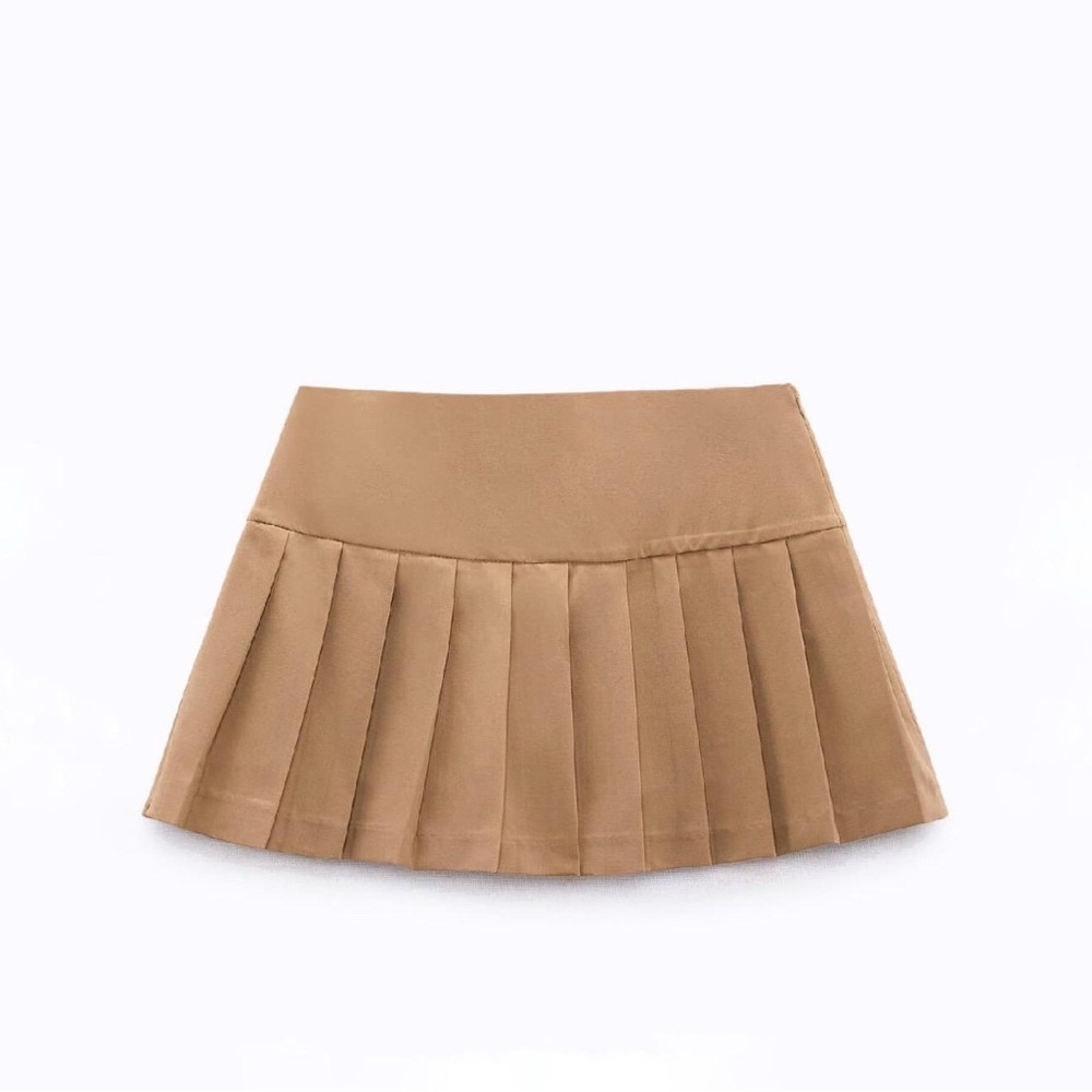 Zara Tan Pleated Mini Skirt